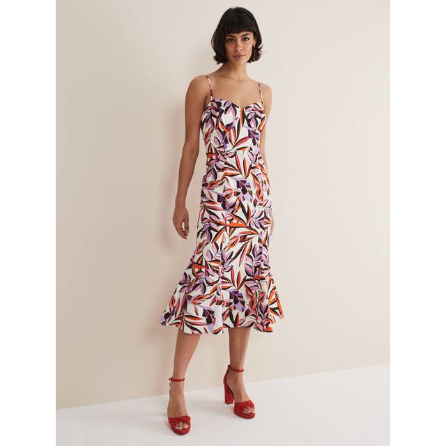 Phase Eight Sammie Flared Midi Dress, Ivory/Multi