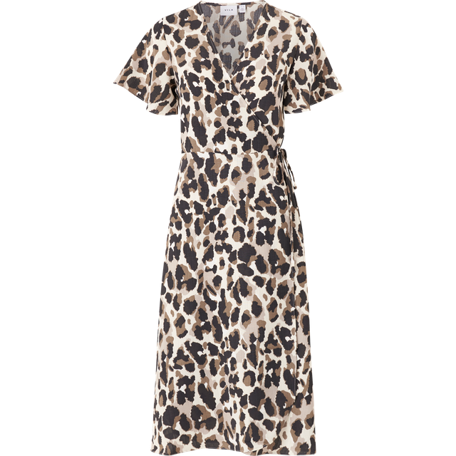 Vila - Omlottklänning viLovie S/S Wrap Midi Dress - Grå