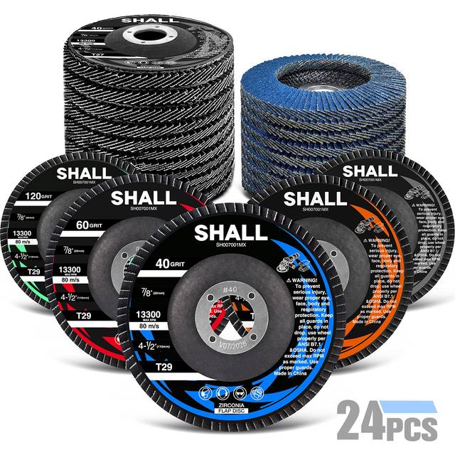 SHALL 24-Pack Flap Disc wheels for angle grinder 115mm T29 & T27 Angle Grinder Abrasive Sanding Disc