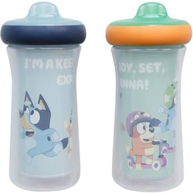 The First Years Bluey Insulated Sippy Cups - Dishwasher Safe Spill Proof Toddler Cups - Ages 12 Months and Up - 9 Ounces - 2 Count