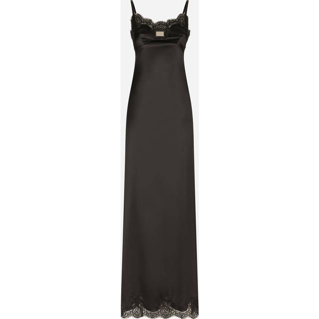 Dolce & Gabbana Long Satin Slip Dress With The Tag - Woman Dresses Black Silk 44