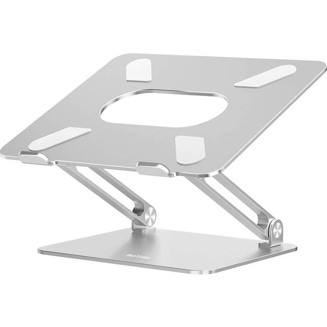 Boyata Laptopstativ, ergonomiskt, aluminium, höjdjusterbart laptopfäste, datorhöjare för skrivbord, kompatibelt med MacBook Pro/Air, Surface, Samsung, bärbara datorer (10–17 tum) (silverfärgat)