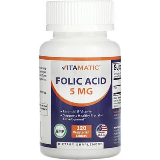 Vitamatic, Folic Acid, 5 mg, 120 Veggie Tablets
