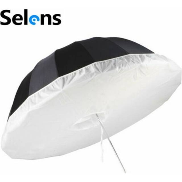 Selens 165cm 65'' 16 pod parabolic studio reflective umbrella black /silver +bag