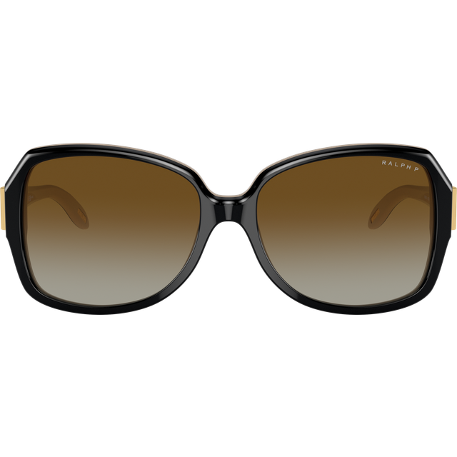 Ralph Lauren Kvinna RA5138 6123T3 Solglasögon Acetat Svart Brun Fyrkantig Polariserad Skuggad