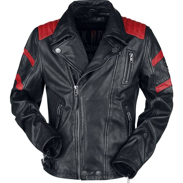 Rock Rebel by EMP Leather Jacket - Black/Red Leather Biker Jacket - S to 5XL - for Men - black-red