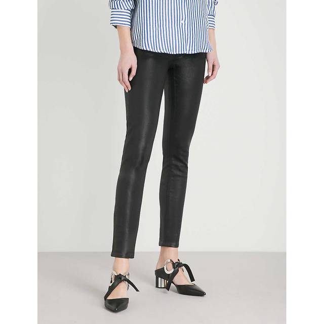Hoxton Ankle ultra-skinny high-rise coated stretch-denim jeans - BLACK