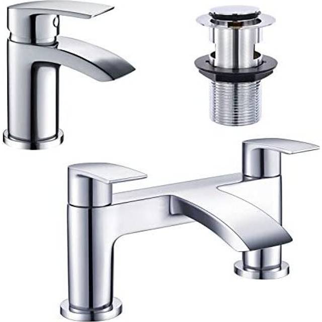 Hapilife Cloakroom Basin Sink Mixer Tap + Bath Filler Bathroom Taps Set
