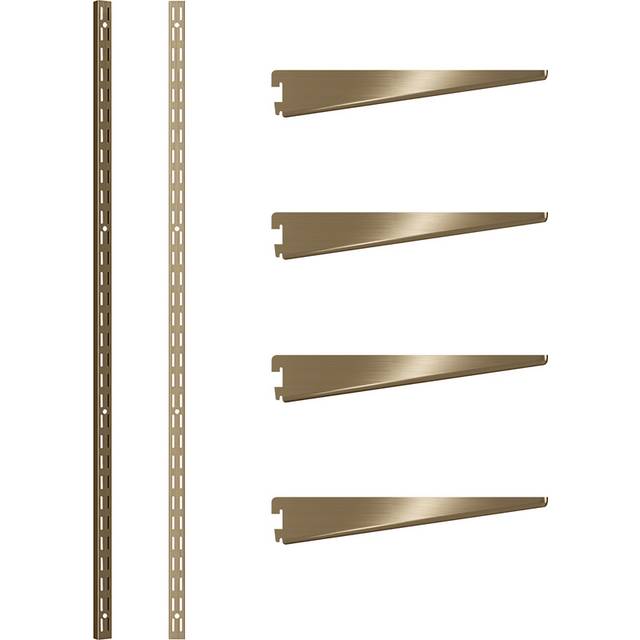Rothley Twin Slot Shelving Kit In Antique Brass 8 Inch Brackets And 63 Inch Uprights