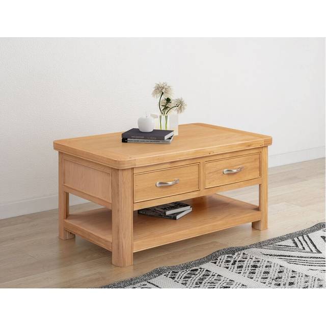 Bologna Coffee Table with 2 Drawers - L60 x W100 x H50 cm - Oak