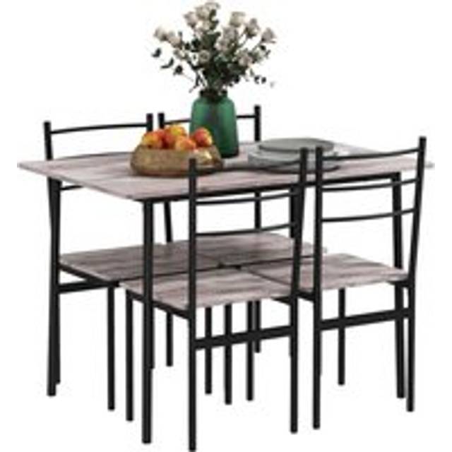 5 Piece Homcom Dining Table and Chairs Set, Space Saving Table and 4 Chairs