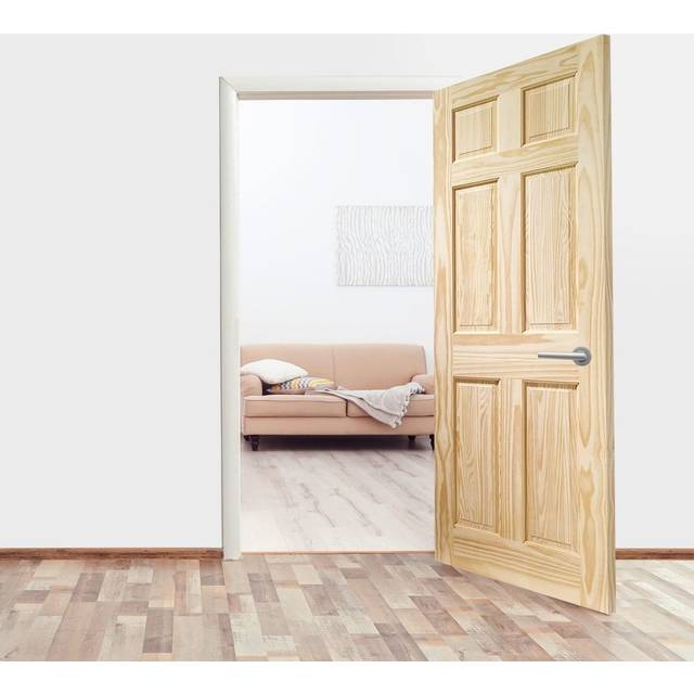 Liberty Doors Clear Pine Internal Unfinished 6 Panel Door  - 1981x762x35mm (78&apos;&apos;x30&apos;&apos;) (LIBCP6P30) Size (Height x Width x Thicknes