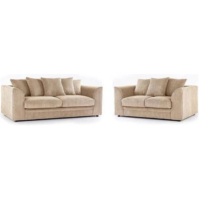 (3&2 Coffee) Premium Porto Jumbo Cord 3 and 2 Seater Sofa Set