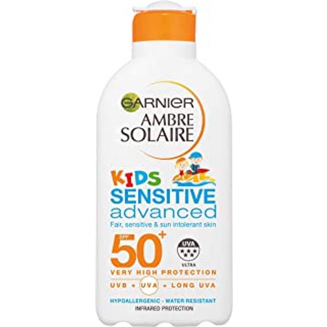 Garnier Ambre Solaire Kids Sensitive Sand Resistant Sun Cream SPF50+, High Sun Protection Kids Suncream Lotion SPF50+ 200 ml