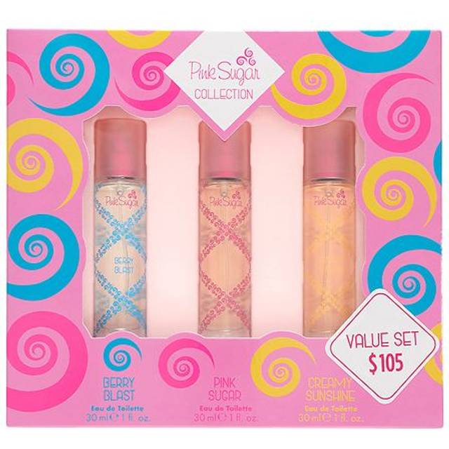 Pink Sugar Coffret 3 PC Women's Perfume Gift Set  Includes 1 Fl Oz Berry Blast  and Creamy Sunshine Eau de Toilette  Travel-Friendly
