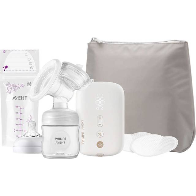 Philips Avent enkel elektrisk bröstpump, sjukhusstyrka, tyst och laddningsbar motor för diskret pumpning var du än är, resefodral, modell SCF396/31