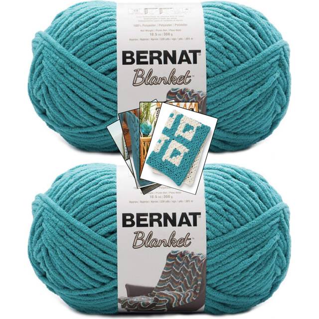 Bernat Blanket Yarn - Big Ball (10.5 oz) - 2 Pack with Pattern Cards in Color (Aquatic)