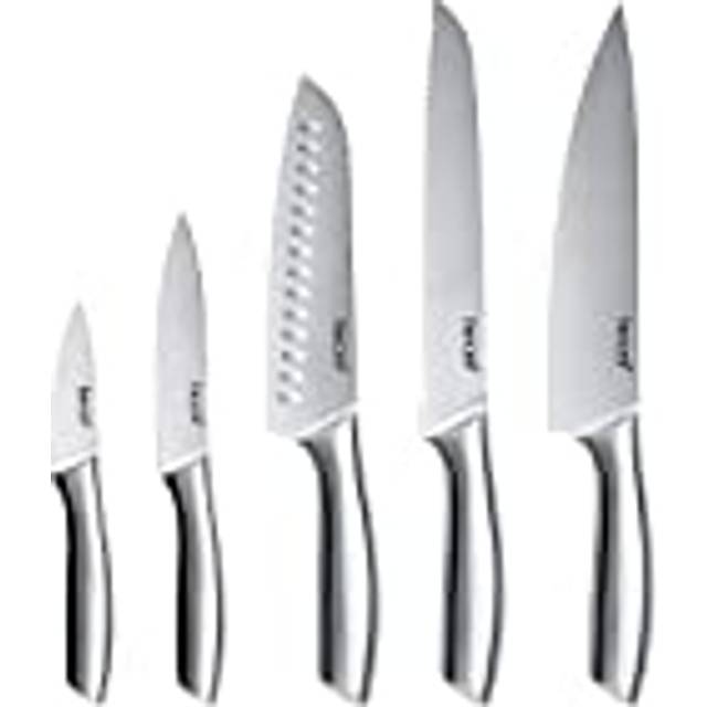 "hecef Premium Kitchen Knife Set of 5, Satin Finish Blade with Hollow Handle, Includes 8"" Chef, 8"" Bread Knife,8"" Santoku,5"" Utility & 3.5"" Paring"