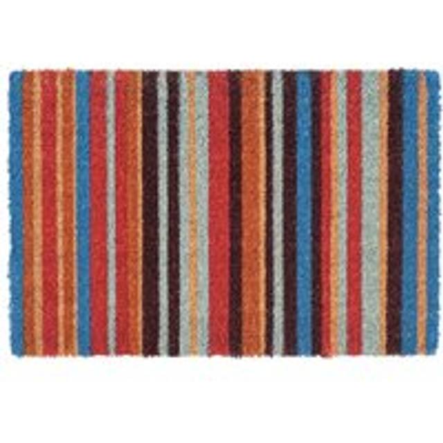 90cm x 60cm Multicoloured Pinstripe Coir Door Mat