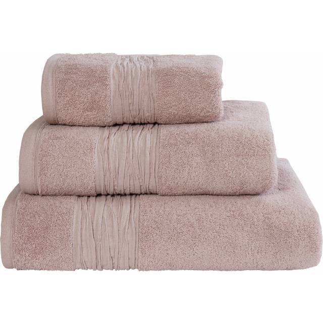 'Turkish Cotton With Linen Blend Insert Border' 600gsm Towel - Pink - Bath Towel