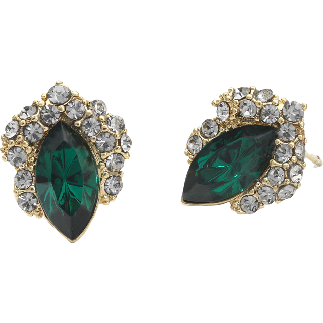 Lily & Rose Petite Camille Stud Örhängen - Emerald / Black Diamond
