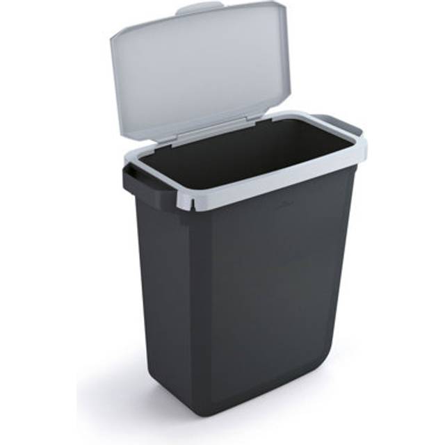 Durable DURABIN ECO 80% Recycled Plastic Waste Recycling Bin 60 Litre Rectangular Black with Grey Hinged Lid (VEH2023026)