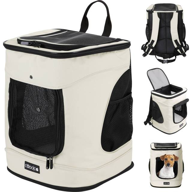 Backpack Pet Carrier Ideal Transport Bag For Cats and Dogs High Wearing Comfort Up to 20kg Capacity Adjustable Straps With Lead & Waist Belt Black