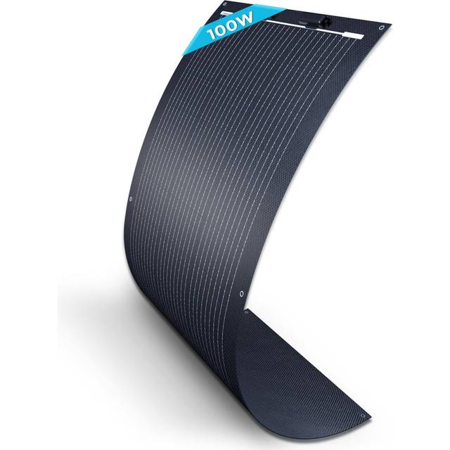 Renogy 100 W 12 V flexibel monokristallin solpanel solpanel solcellspanel svart för husbilar balkong campare utomhus och båtar