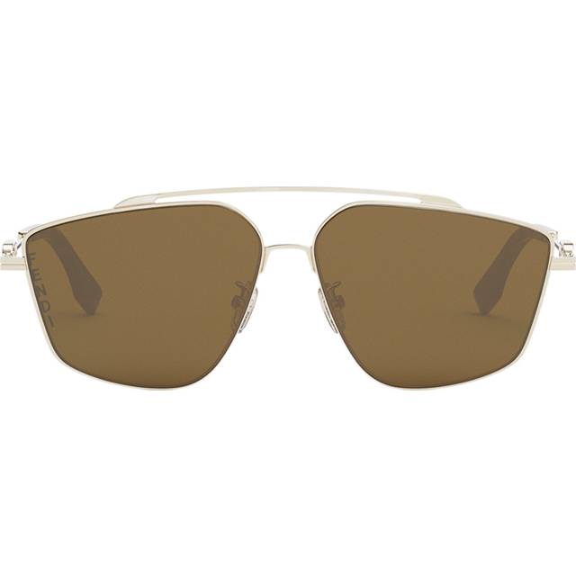 Fendi, Sunglasses, unisex, Yellow, 58 MM, Geometric Glamour Sunglasses with Gold Frame
