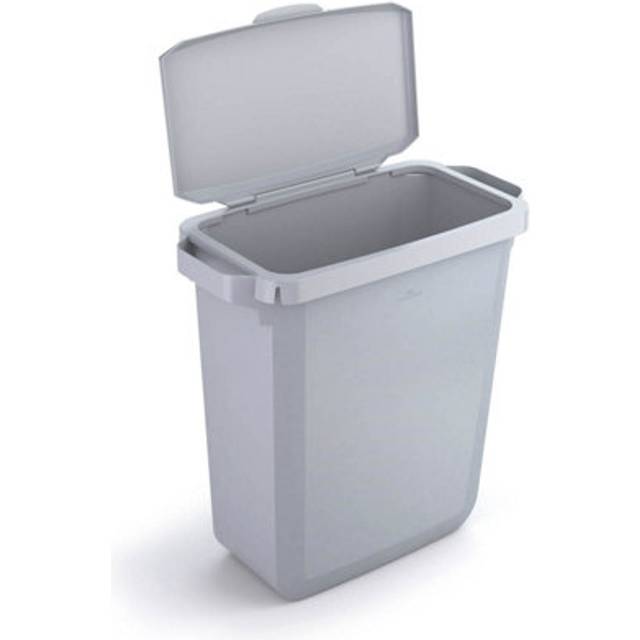 Durable DURABIN Plastic Waste Recycling Bin 60 Litre Rectangular Grey with Grey Hinged Lid (VEH2022012)