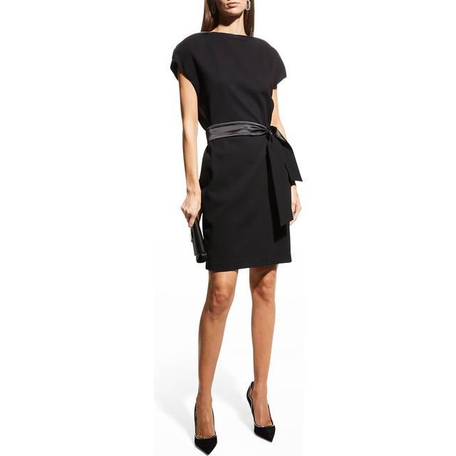Zip-Neck Milano Jersey Midi Dress - BLACK - 50 IT (14 US)