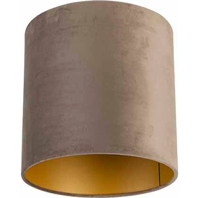 Qazqa - Velvet Lampshade Taupe 25/25/25 with Gold Interior