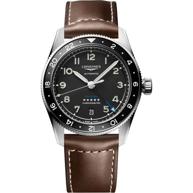 Longines Spirit Men's Black Dial & Brown Leather Strap Watch