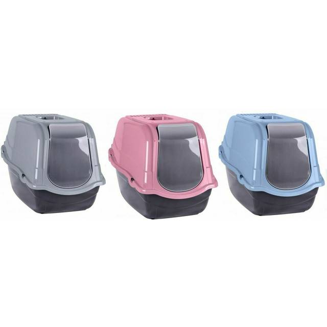 Grey Portable Hooded Cat Litter Box Covered Tray Hand Carry Travel Pet Toilet