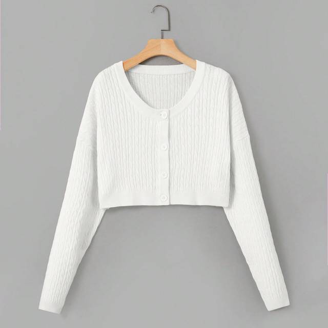 SHEIN Drop Shoulder Button Front Crop Cardigan