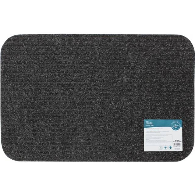 Delta Ribbed Lightweight Indoor Entrance Door Mat, Charcoal, 40 x 60 cm