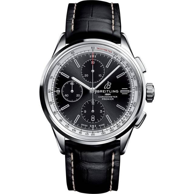 Breitling Watch Premier Chronograph 42 Black Croco Tang - Black