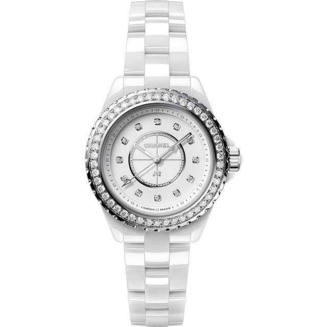 CHANEL Ceramic and Diamond J12 Watch - White - 33mm