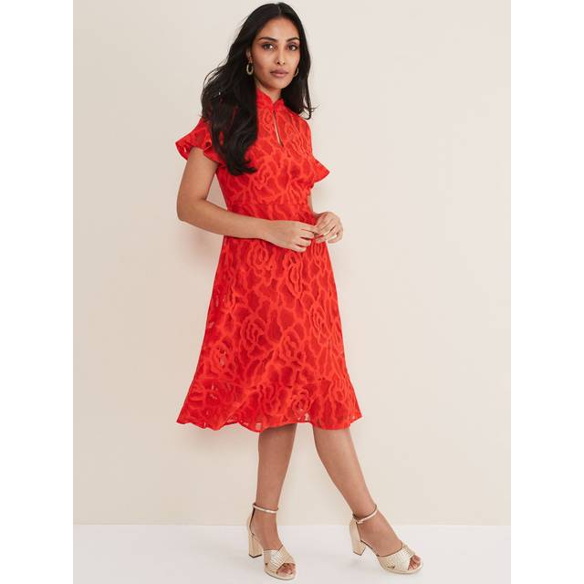 Phase Eight Women's Petite Lulu Lace Midi Dress - Fire - 8