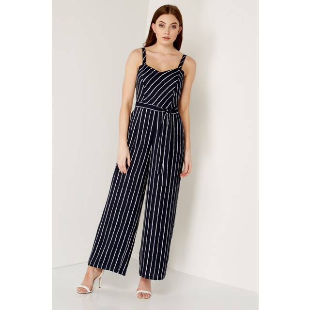 Roman Navy Stripe Sweetheart Neck Jumpsuit - Size 10