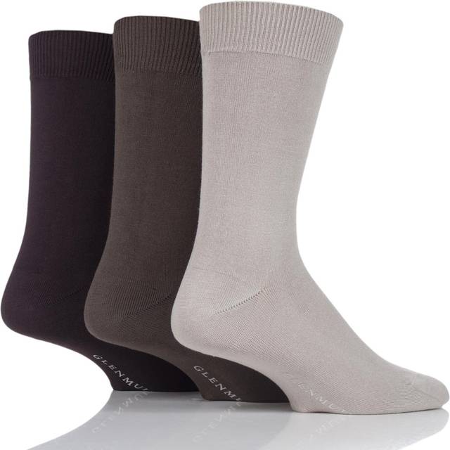 3 Pair Beige Classic Bamboo Plain Socks Men's 7-11 Mens - Glenmuir - Brown