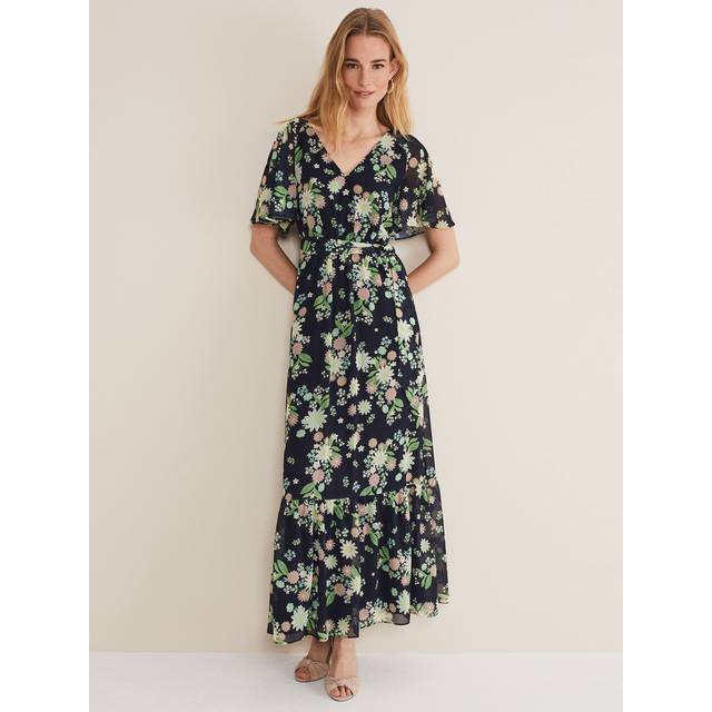 Phase Eight Georgie Tiered Floral Maxi Dress, Navy/Multi