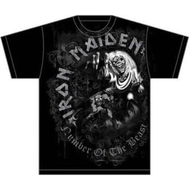 Official Iron Maiden T Shirt Number Of The Beast Grey Tone Classic Rock Metal