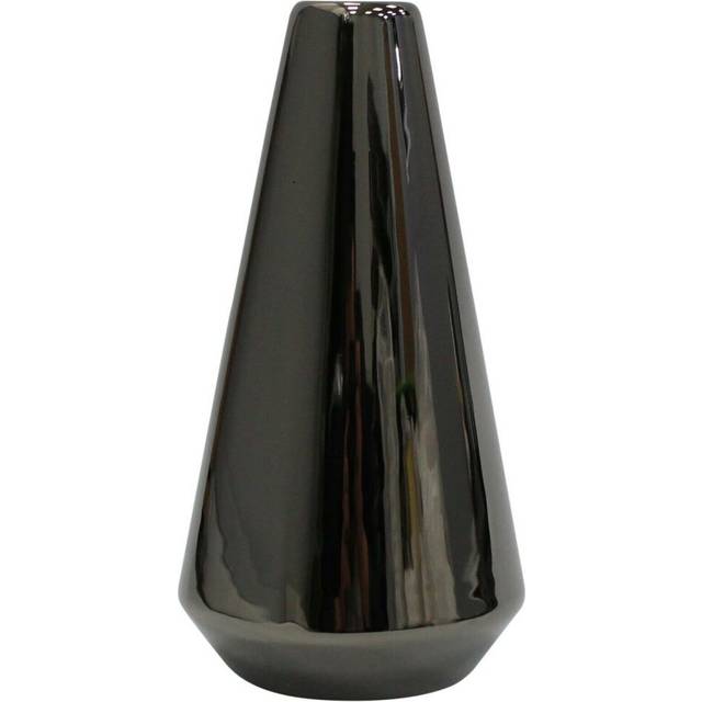 Cone Shaped Flower Vase Chrome Effect Design 20cm Tall Ceramic Bullet Vase
