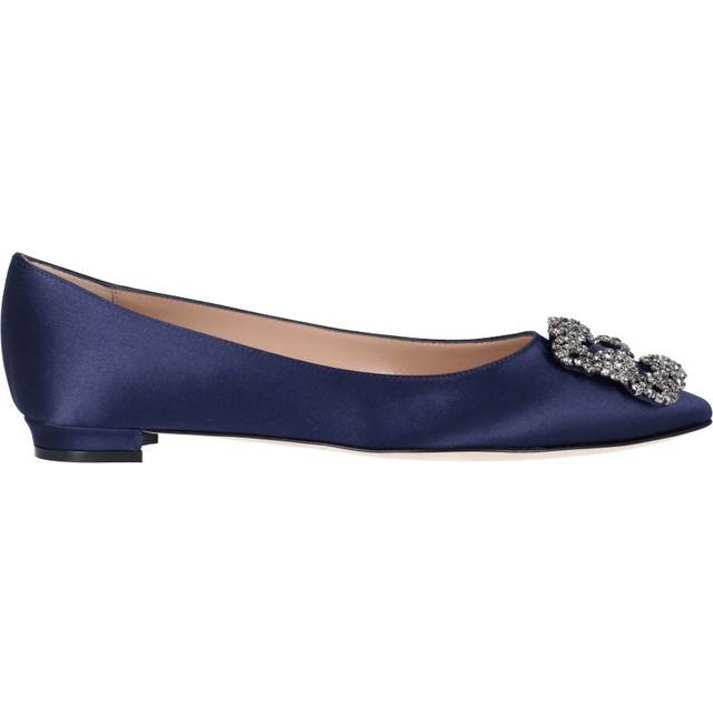 10mm Hangisi Silk Satin Flats - Navy (38.5)