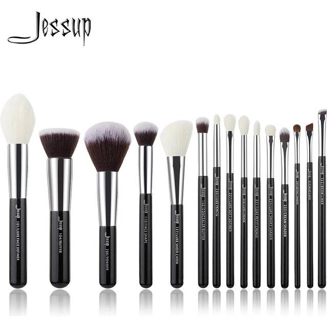 Jessup Brand Black/Silver Professional Makeup Brushes Set Beauty Tools Make up Brush kit Foundation Powder Definer Shader Liner 25CM*15CM*5CM black/silver