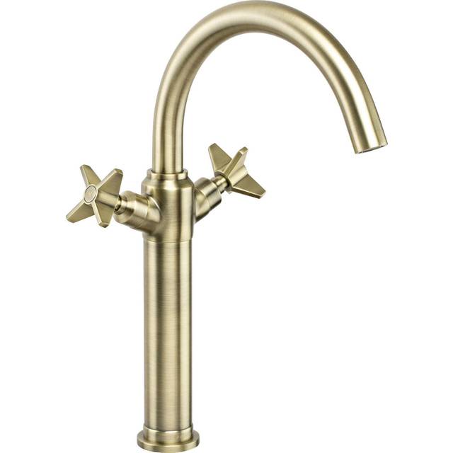 Tvättställsblandare med Två Handtag Temisto Guld Matt 35.4 cm
