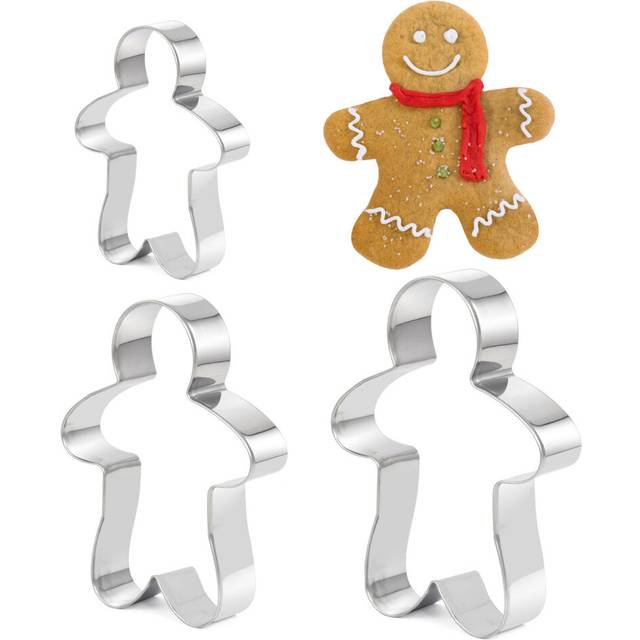 TRIXES 3 Piece Ginger Bread Man Cookie, Biscuit, Pastry Cutters Stainless Steel