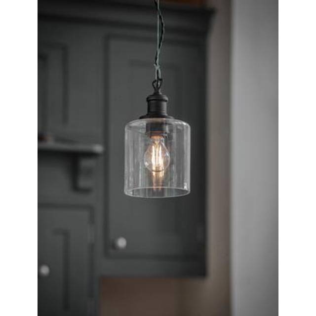 Garden trading hoxton cylinder e27 pendant light in matt black