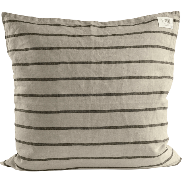 Lovely Linen - Stripe Kuddfodral - Svart